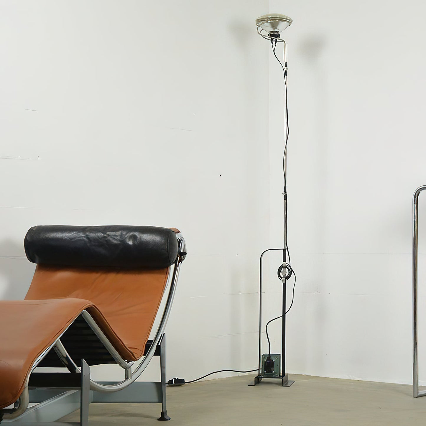 Toio Floor Lamp - Telescopic Stainless Steel & Iron Base Standing Lamp | Industrial Ready-Made Floor Light