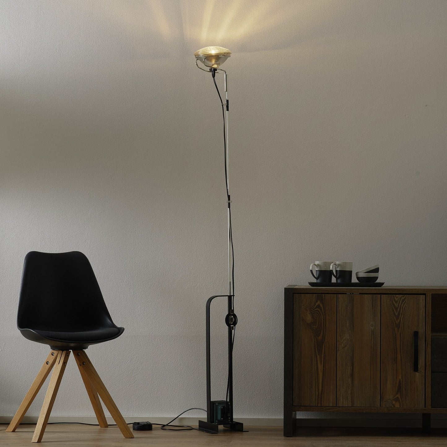 Toio Floor Lamp - Telescopic Stainless Steel & Iron Base Standing Lamp | Industrial Ready-Made Floor Light