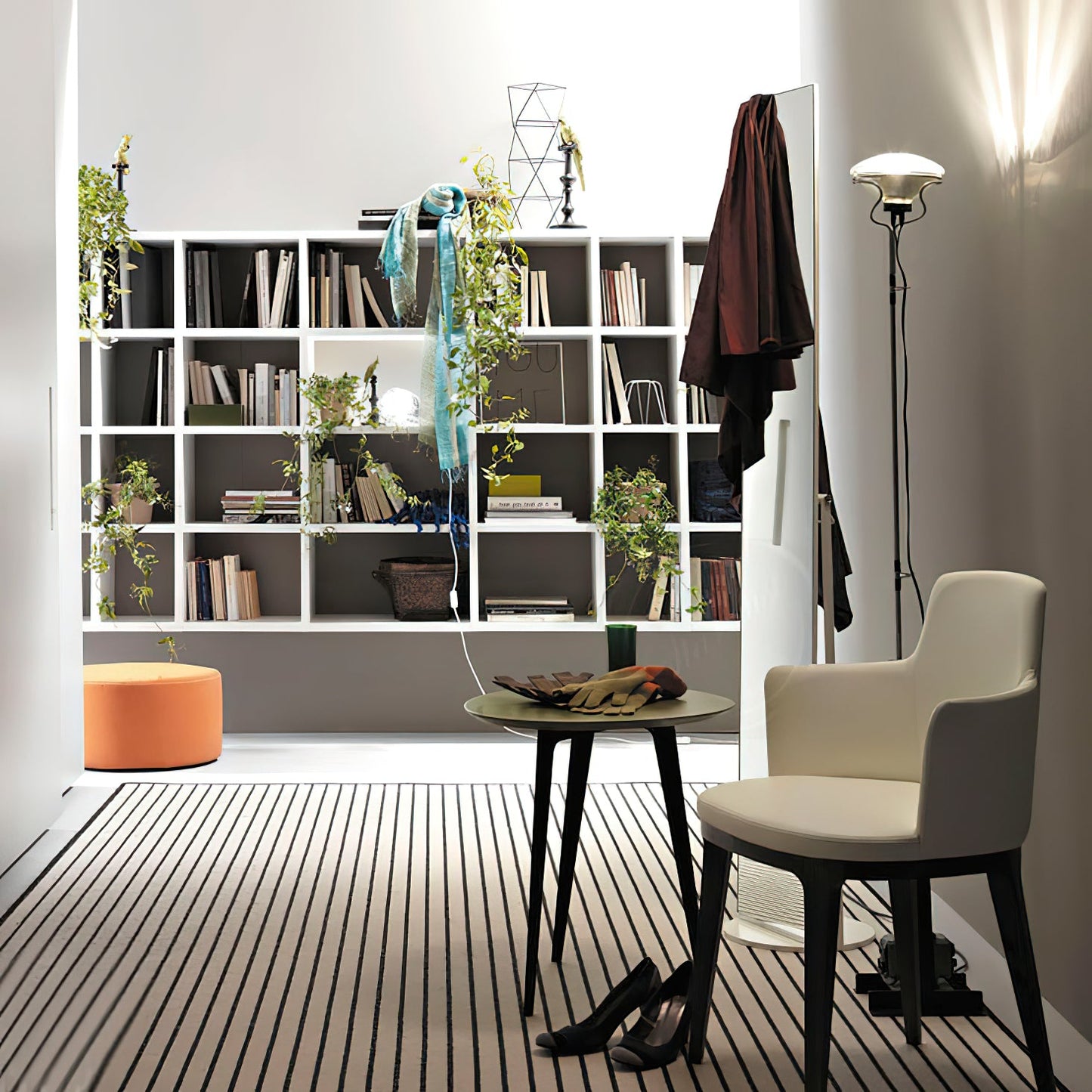 Toio Floor Lamp - Telescopic Stainless Steel & Iron Base Standing Lamp | Industrial Ready-Made Floor Light