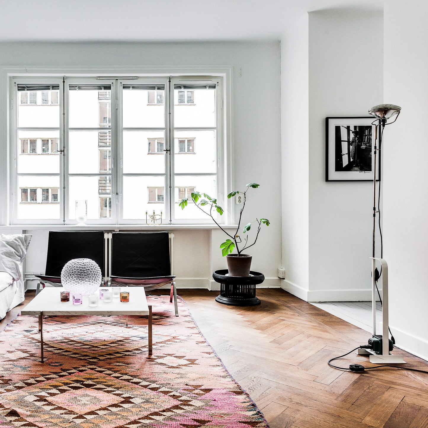 Toio Floor Lamp - Telescopic Stainless Steel & Iron Base Standing Lamp | Industrial Ready-Made Floor Light