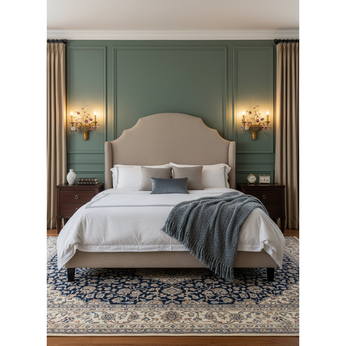 Tole Ceramic Flower Wall Lamp - Hand-Crafted Ceramic Floral Brass Sconce | 2-Light European Wall Light