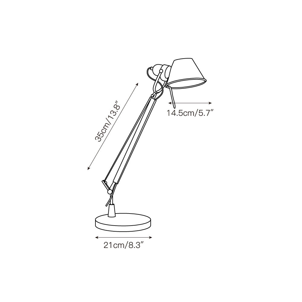 Brady Rocker Arm Table Lamp - Minimalist Aluminum Articulated Task Light