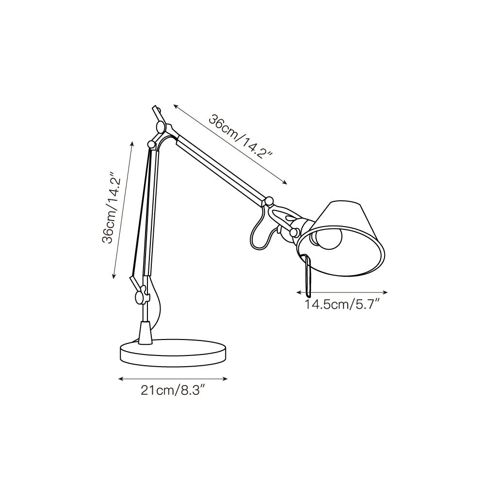 Brady Rocker Arm Table Lamp - Minimalist Aluminum Articulated Task Light