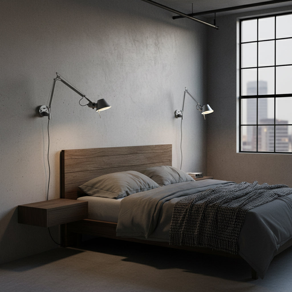 Brady Rocker Arm Plug-in Sconce – Adjustable Aluminum Swing-Arm Reading Wall Light