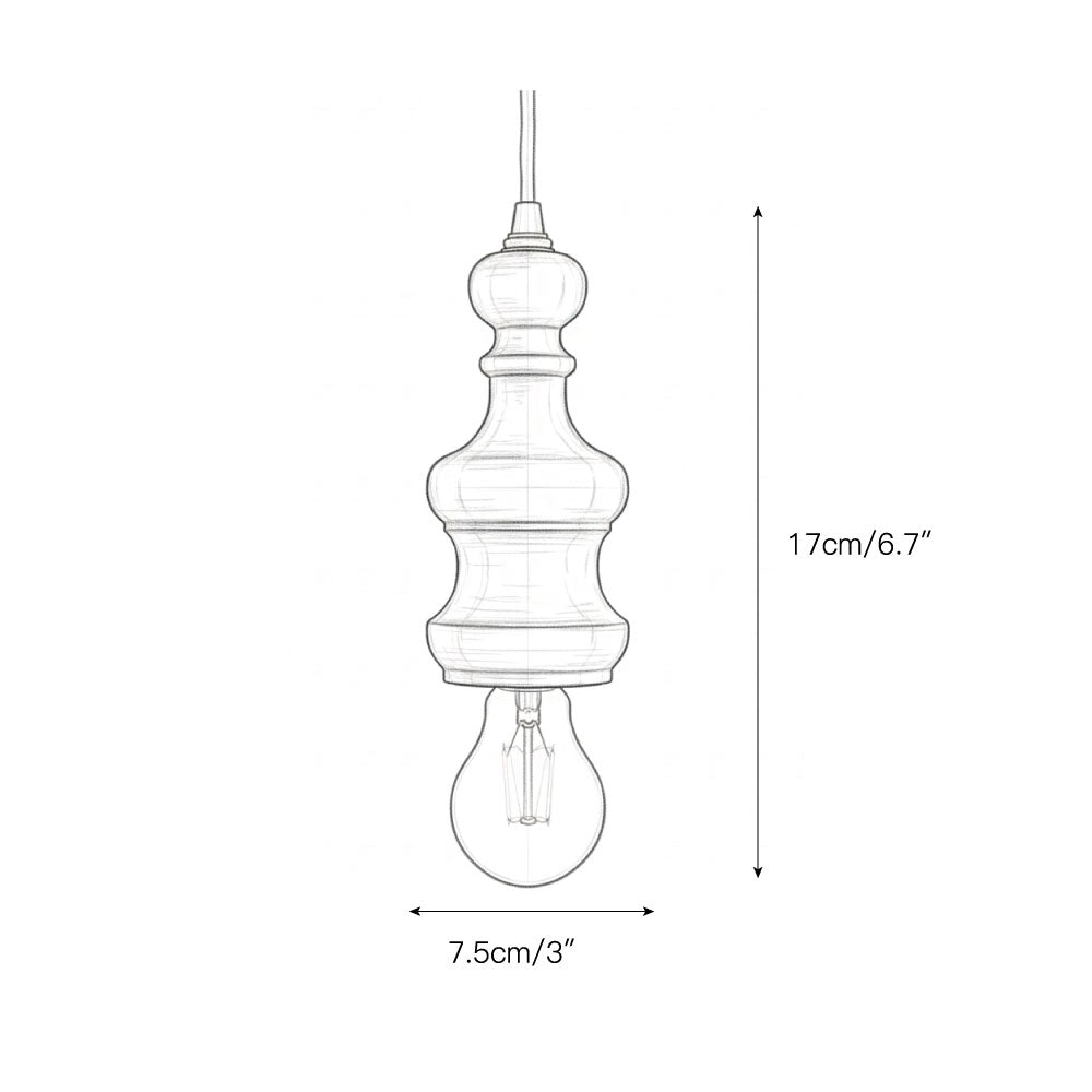 Tomiya Wood Swag Lights - Plug-In Carved Wood Pendant Light | Farmhouse Swag Hanging Lamp