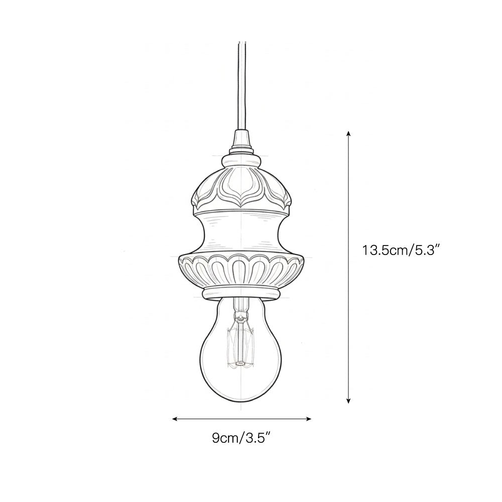 Tomiya Wood Swag Lights - Plug-In Carved Wood Pendant Light | Farmhouse Swag Hanging Lamp