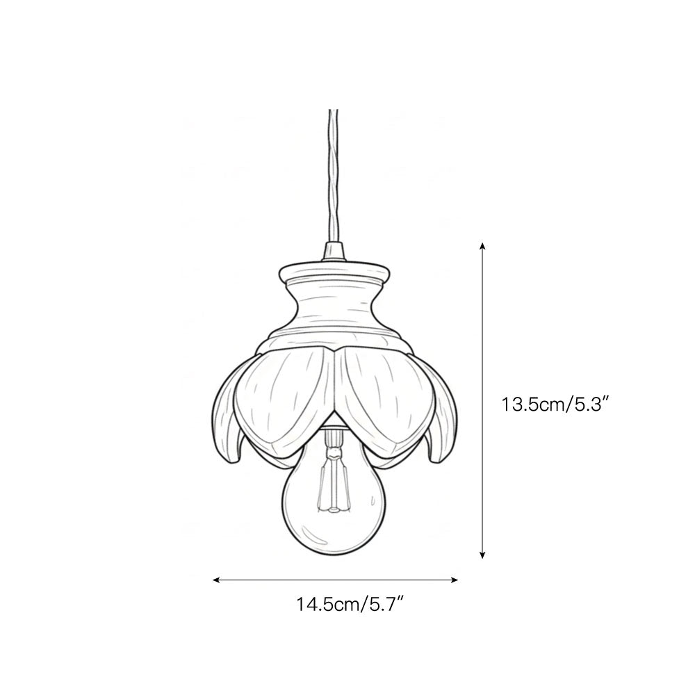 Tomiya Wood Swag Lights - Plug-In Carved Wood Pendant Light | Farmhouse Swag Hanging Lamp
