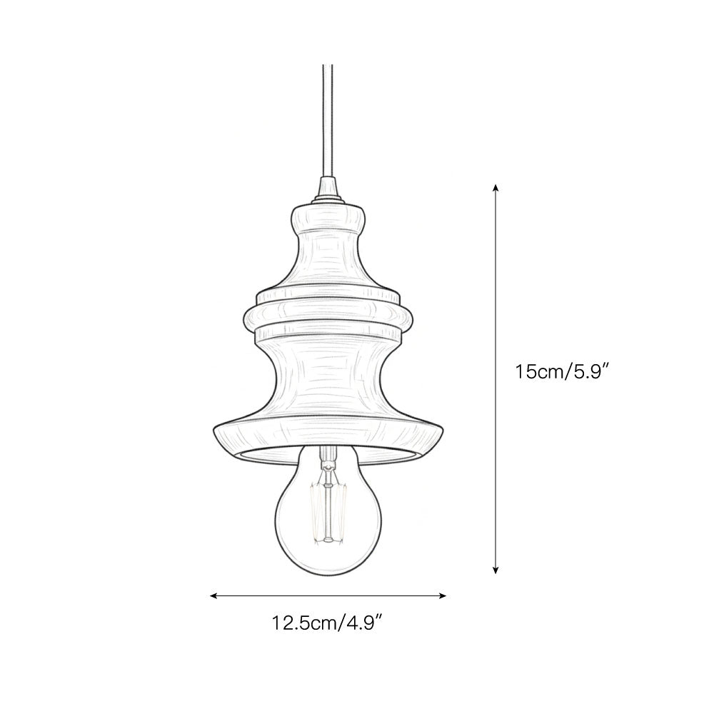 Tomiya Wood Swag Lights - Plug-In Carved Wood Pendant Light | Farmhouse Swag Hanging Lamp