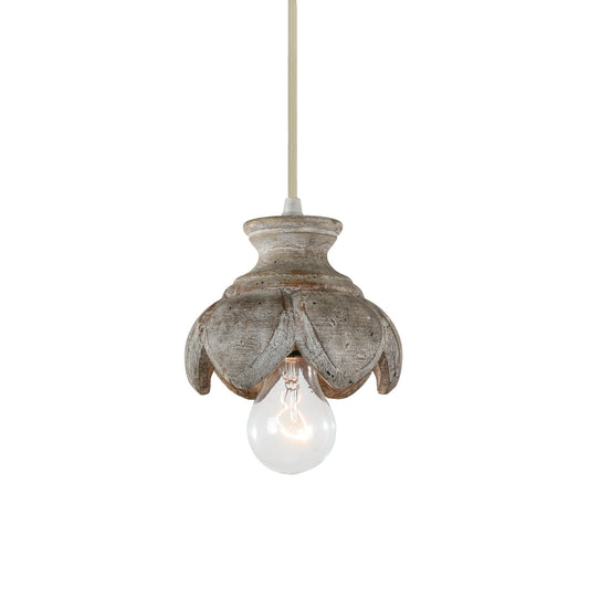 Tomiya Wood Swag Lights - Plug-In Carved Wood Pendant Light | Farmhouse Swag Hanging Lamp