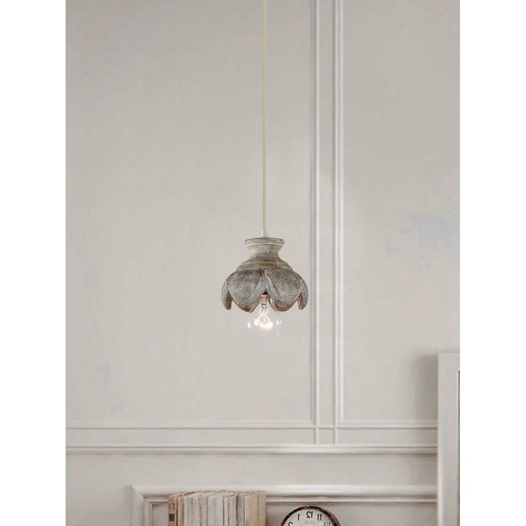 Tomiya Wood Swag Lights - Plug-In Carved Wood Pendant Light | Farmhouse Swag Hanging Lamp