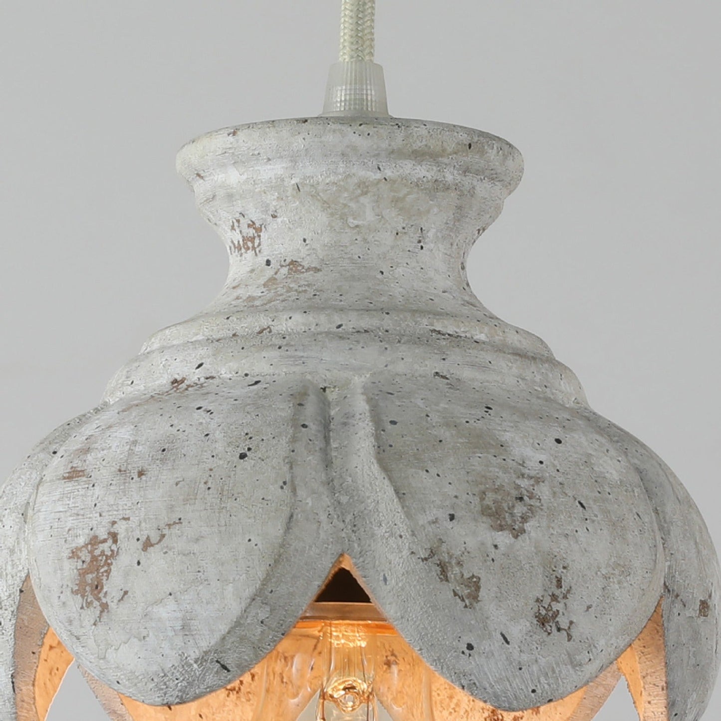 Tomiya Wood Swag Lights - Plug-In Carved Wood Pendant Light | Farmhouse Swag Hanging Lamp