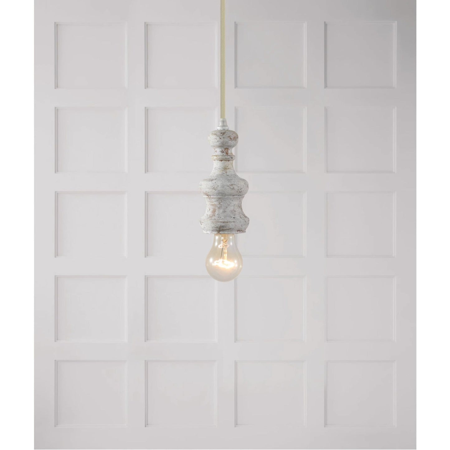 Tomiya Wood Swag Lights - Plug-In Carved Wood Pendant Light | Farmhouse Swag Hanging Lamp