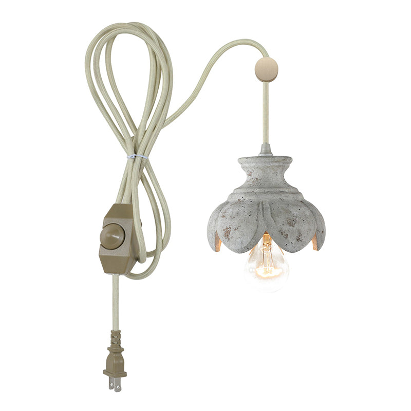 Tomiya Wood Swag Lights - Plug-In Carved Wood Pendant Light | Farmhouse Swag Hanging Lamp