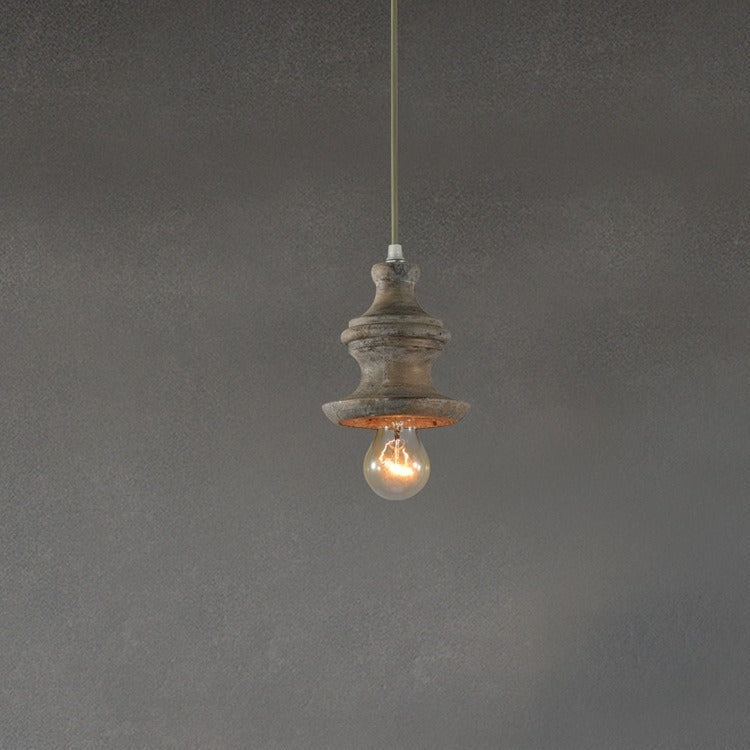 Tomiya Wood Swag Lights - Plug-In Carved Wood Pendant Light | Farmhouse Swag Hanging Lamp