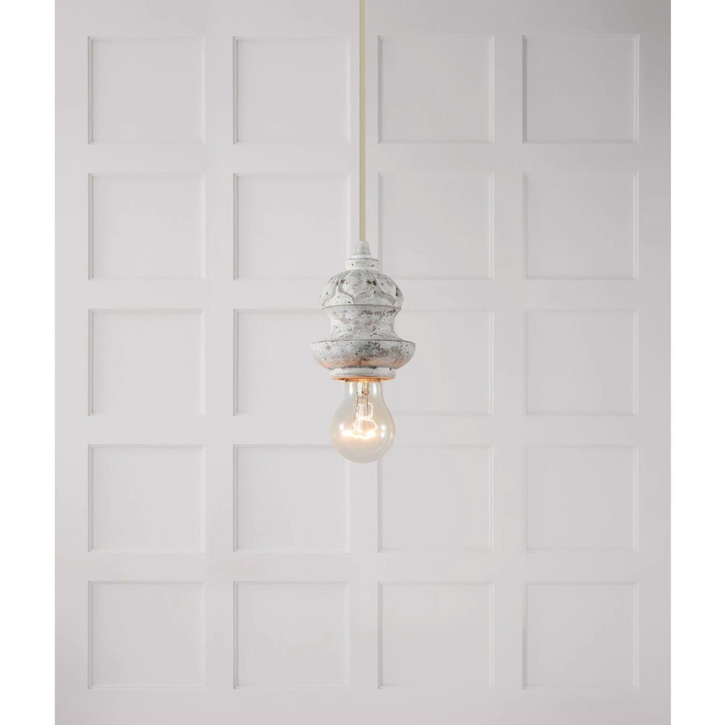 Tomiya Wood Swag Lights - Plug-In Carved Wood Pendant Light | Farmhouse Swag Hanging Lamp