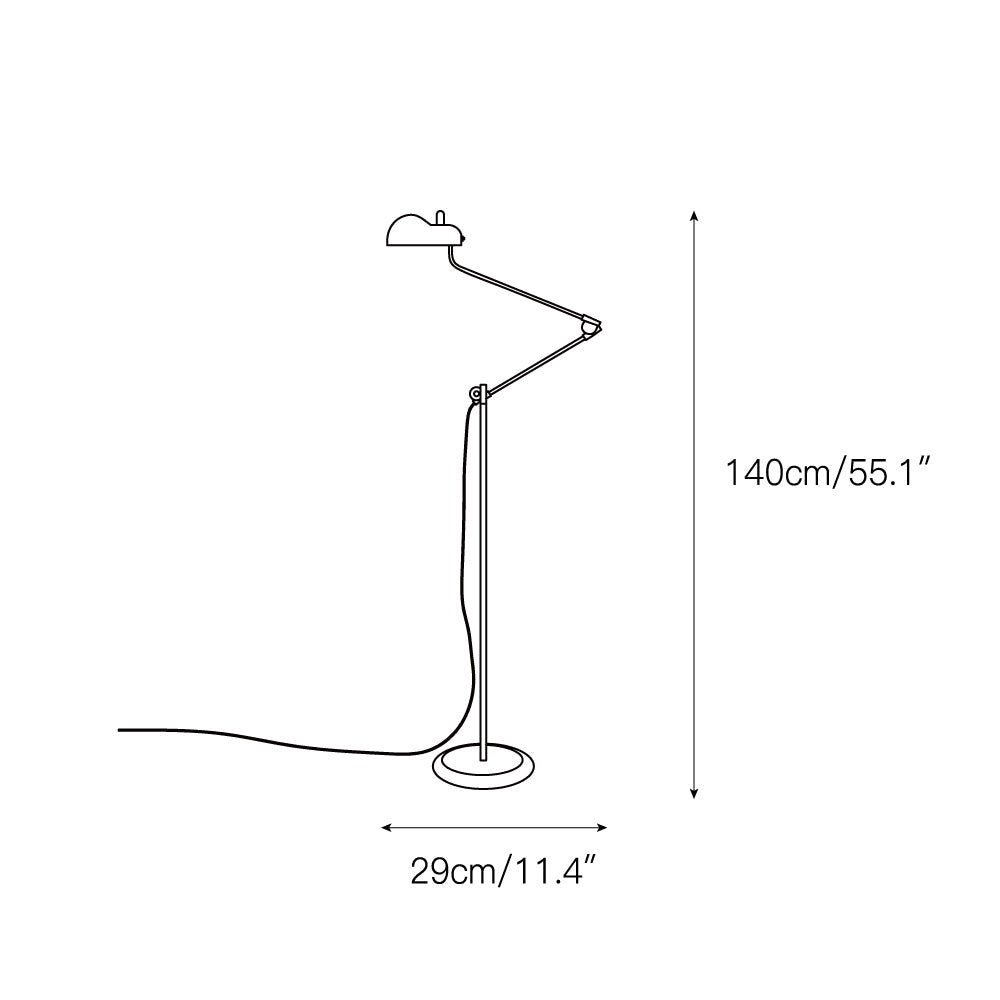 Topo Floor Lamp - Articulated Automotive Metal Standing Lamp | 1960s Vintage Industrial Reading Light