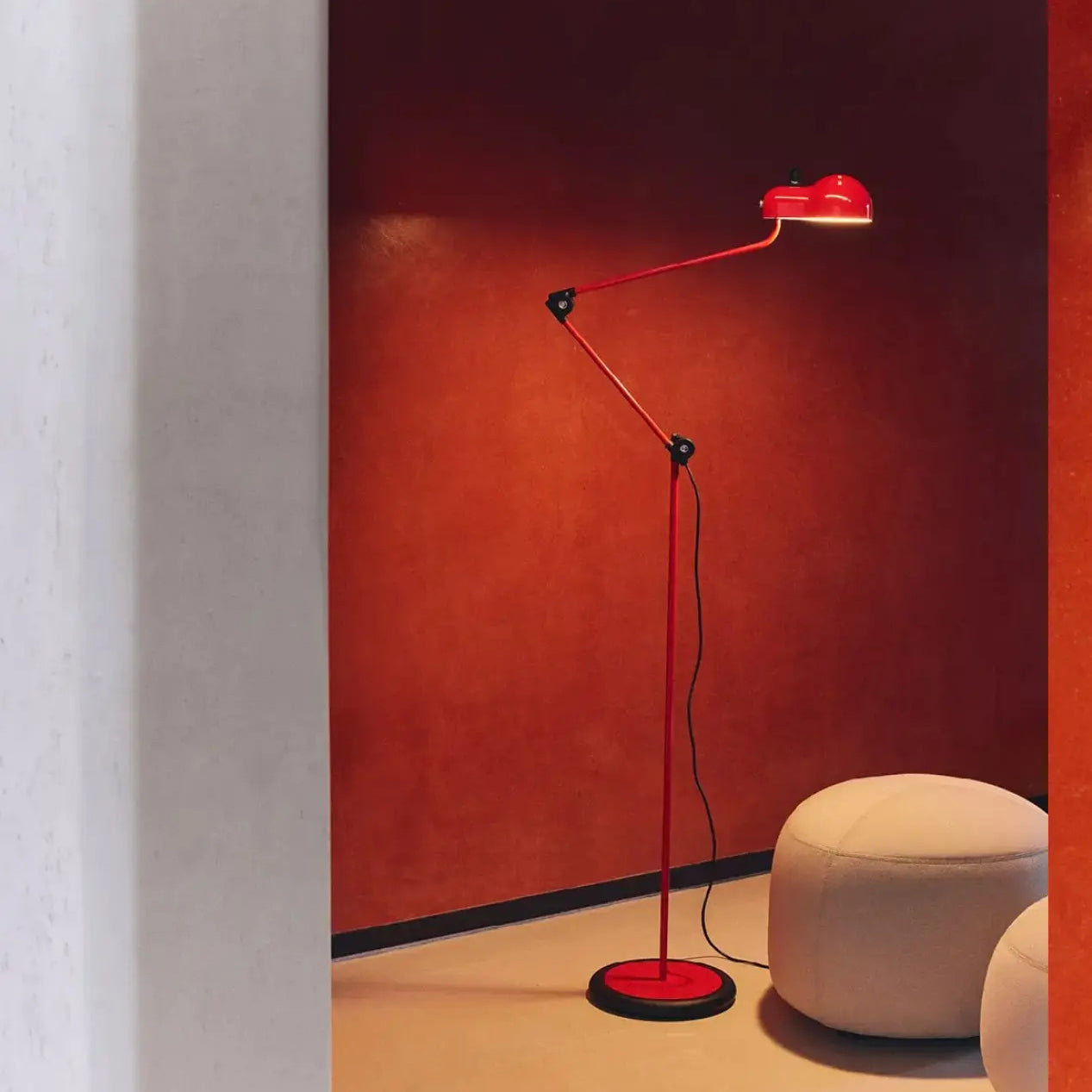 Topo Floor Lamp - Articulated Automotive Metal Standing Lamp | 1960s Vintage Industrial Reading Light