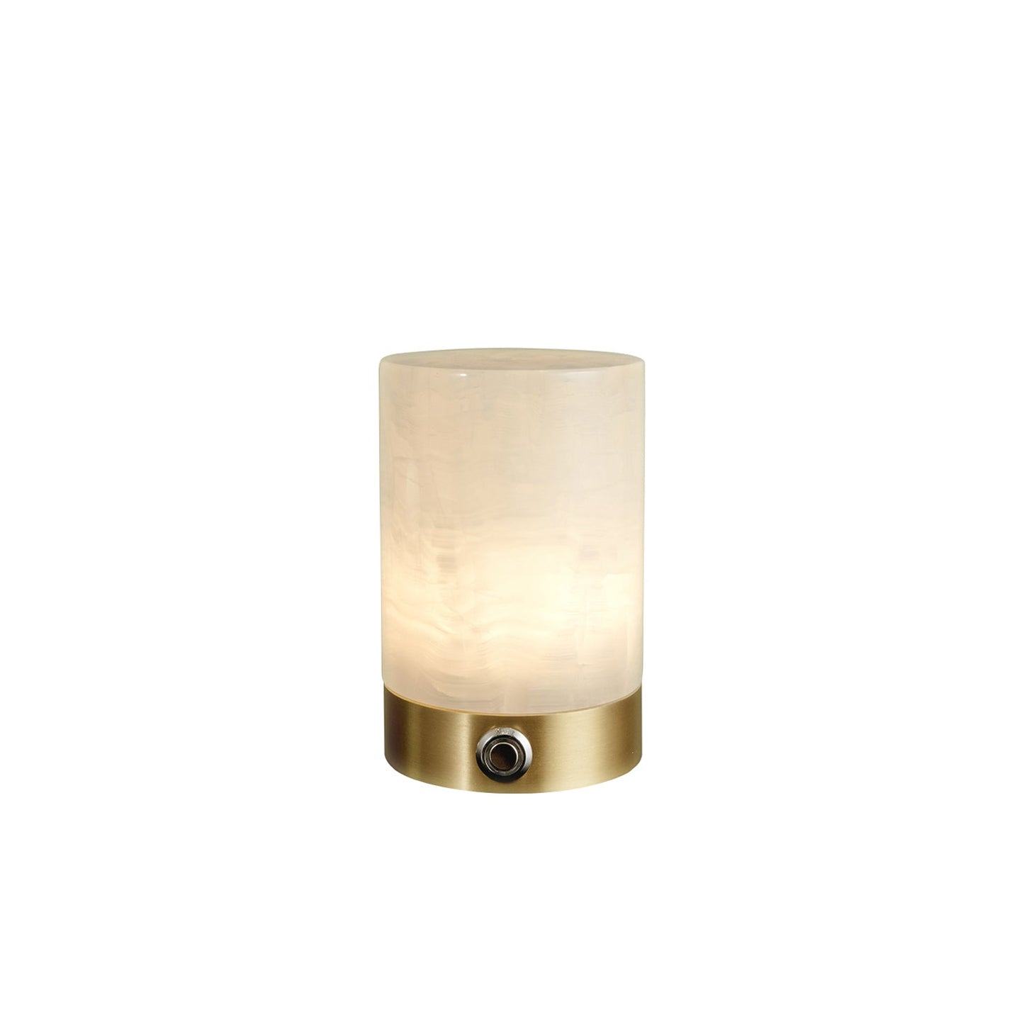 Totem Alabaster Table Lamp (Built-in Battery) - Rechargeable Spanish Stone Accent Light | Cordless Brass Mini Desk Lamp
