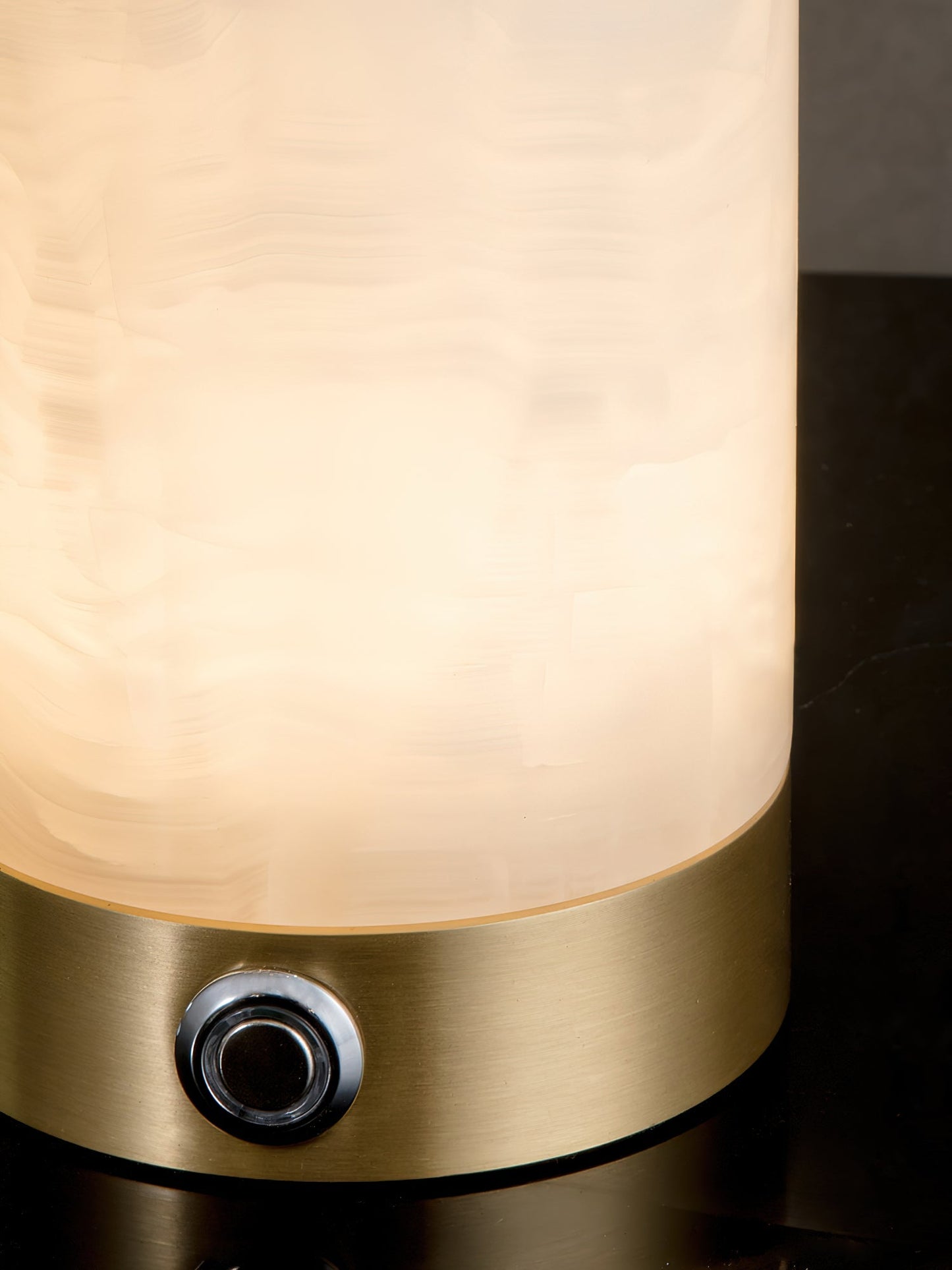Totem Alabaster Table Lamp (Built-in Battery) - Rechargeable Spanish Stone Accent Light | Cordless Brass Mini Desk Lamp