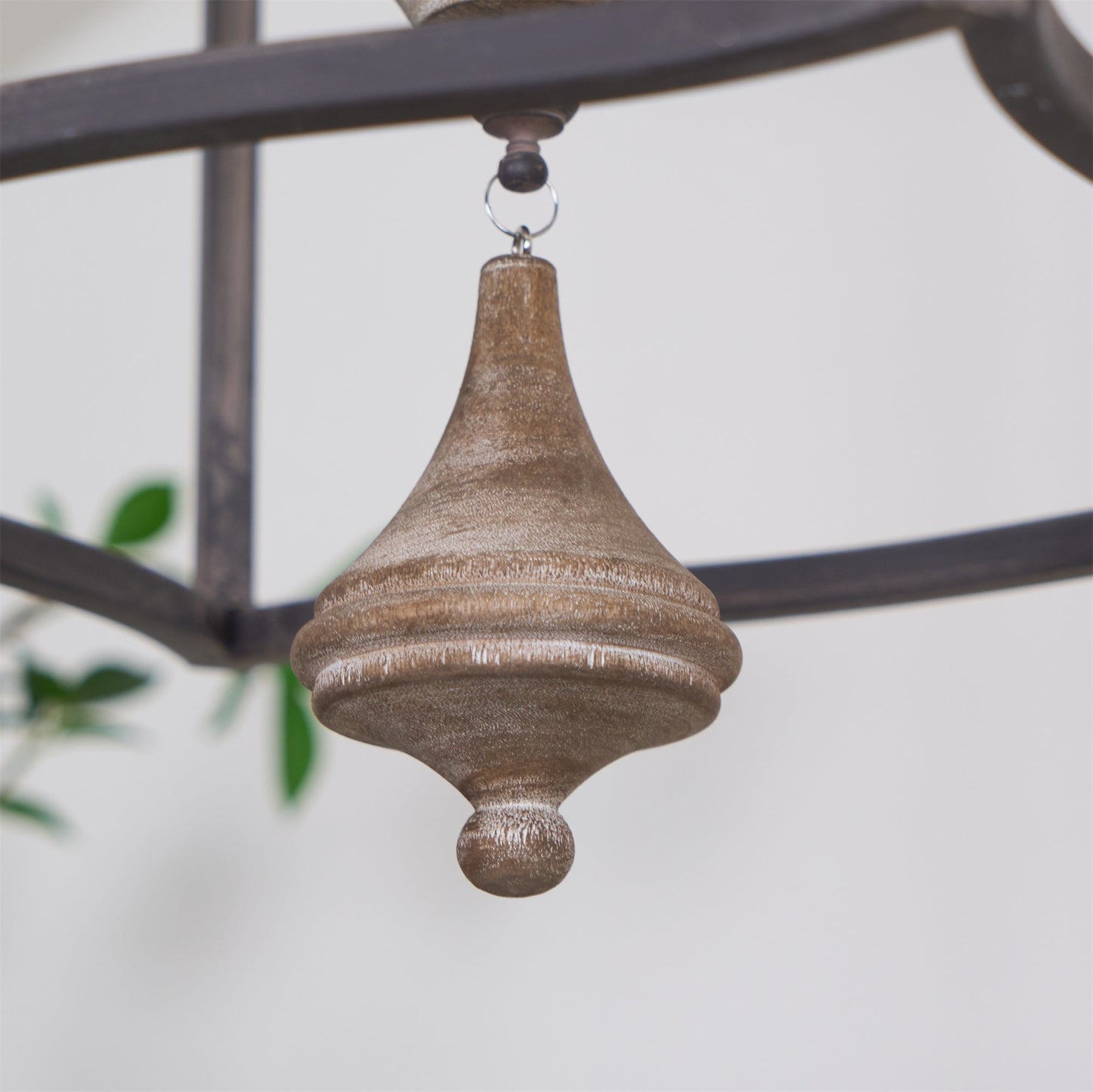 Traditional Birdcage Chandelier - Hand-Carved Wood & Iron Pendant Light | Vintage Rustic Candelabra Hanging Lamp