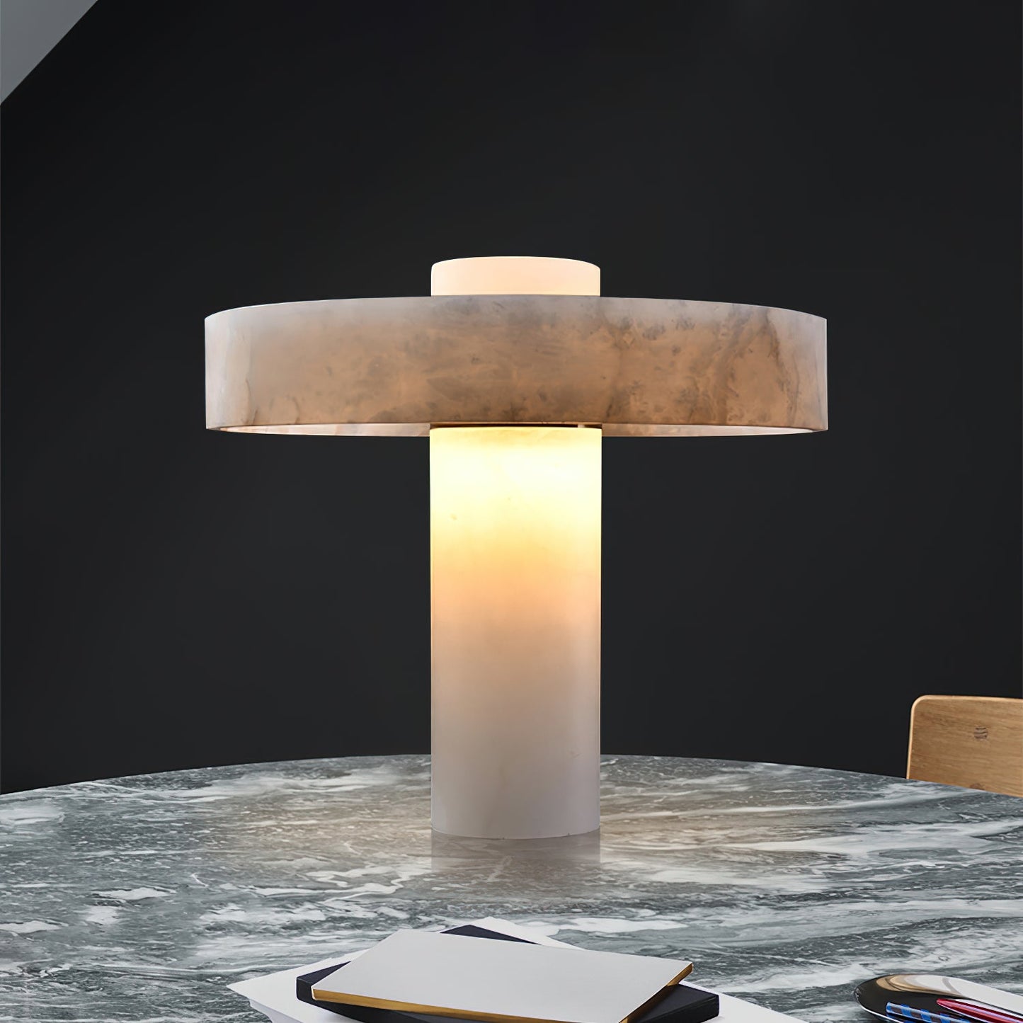 Tramonto Alabaster Table Lamp - Spanish Natural Stone Accent Lamp | Modern Rustic E26/E27 Desk Light