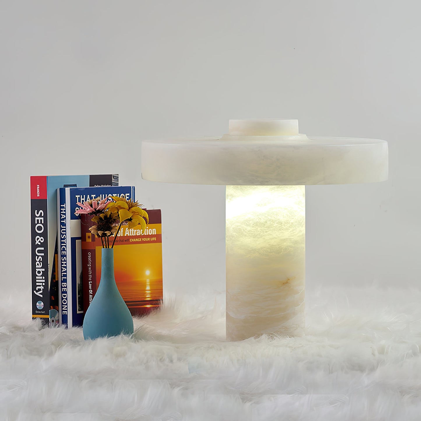 Tramonto Alabaster Table Lamp - Spanish Natural Stone Accent Lamp | Modern Rustic E26/E27 Desk Light