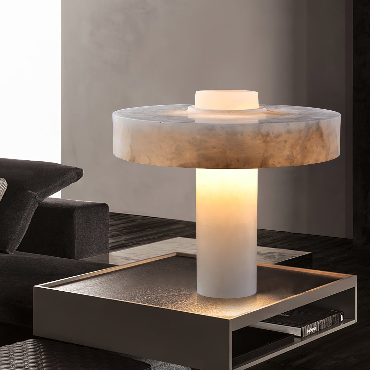 Tramonto Alabaster Table Lamp - Spanish Natural Stone Accent Lamp | Modern Rustic E26/E27 Desk Light
