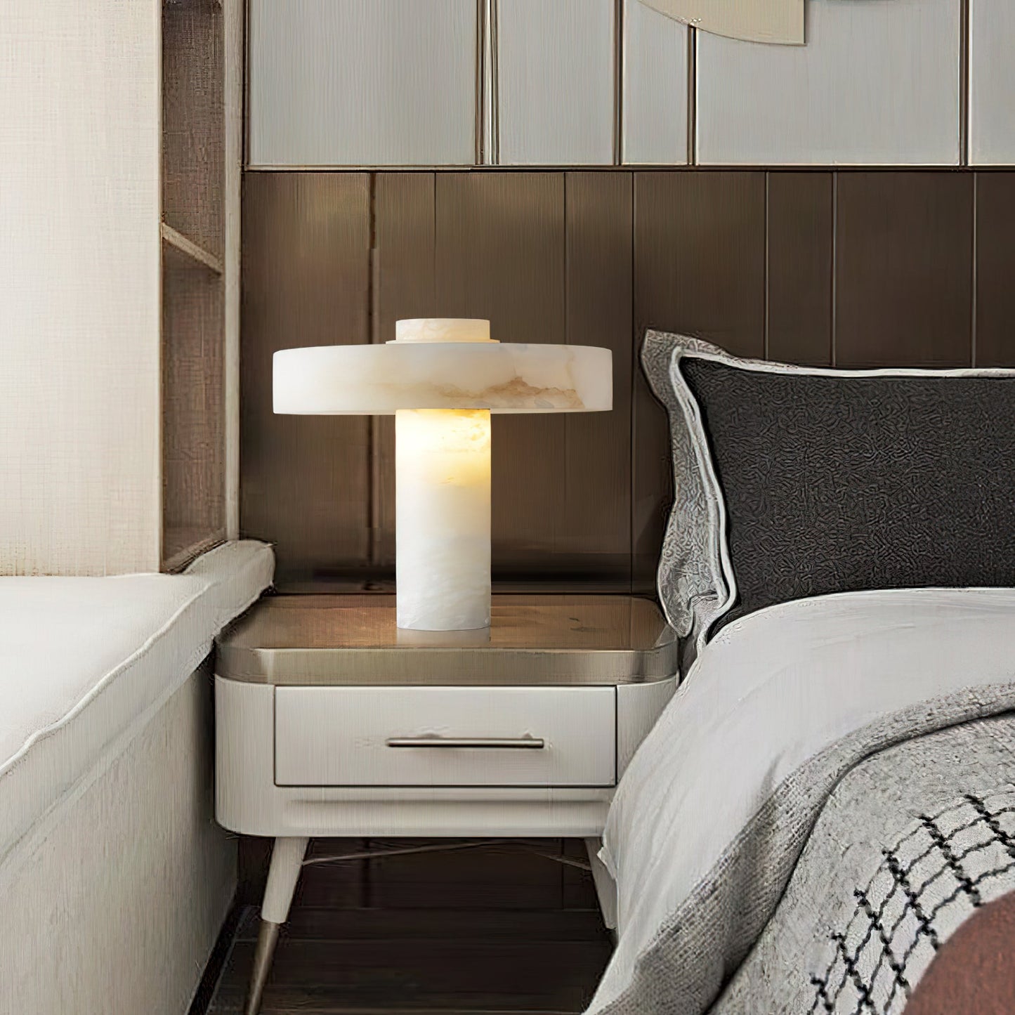 Tramonto Alabaster Table Lamp - Spanish Natural Stone Accent Lamp | Modern Rustic E26/E27 Desk Light
