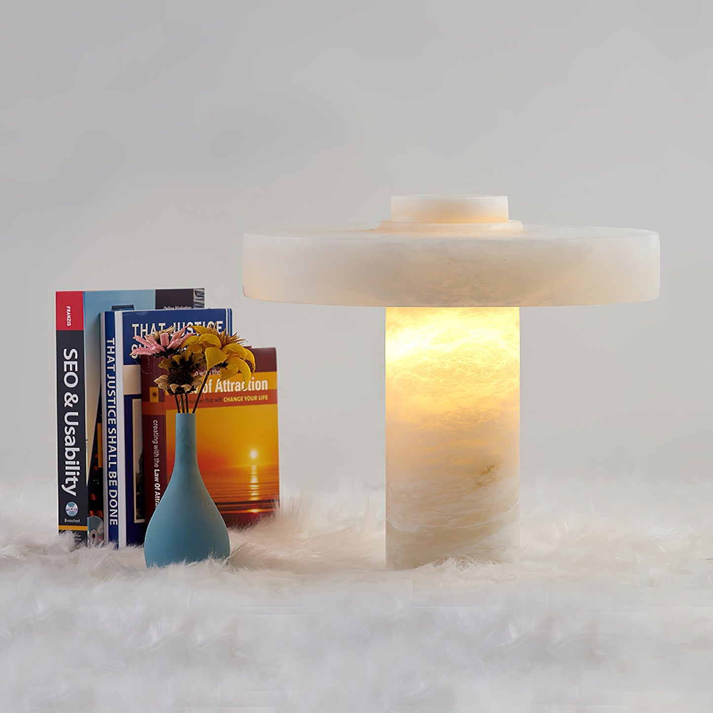 Tramonto Alabaster Table Lamp - Spanish Natural Stone Accent Lamp | Modern Rustic E26/E27 Desk Light