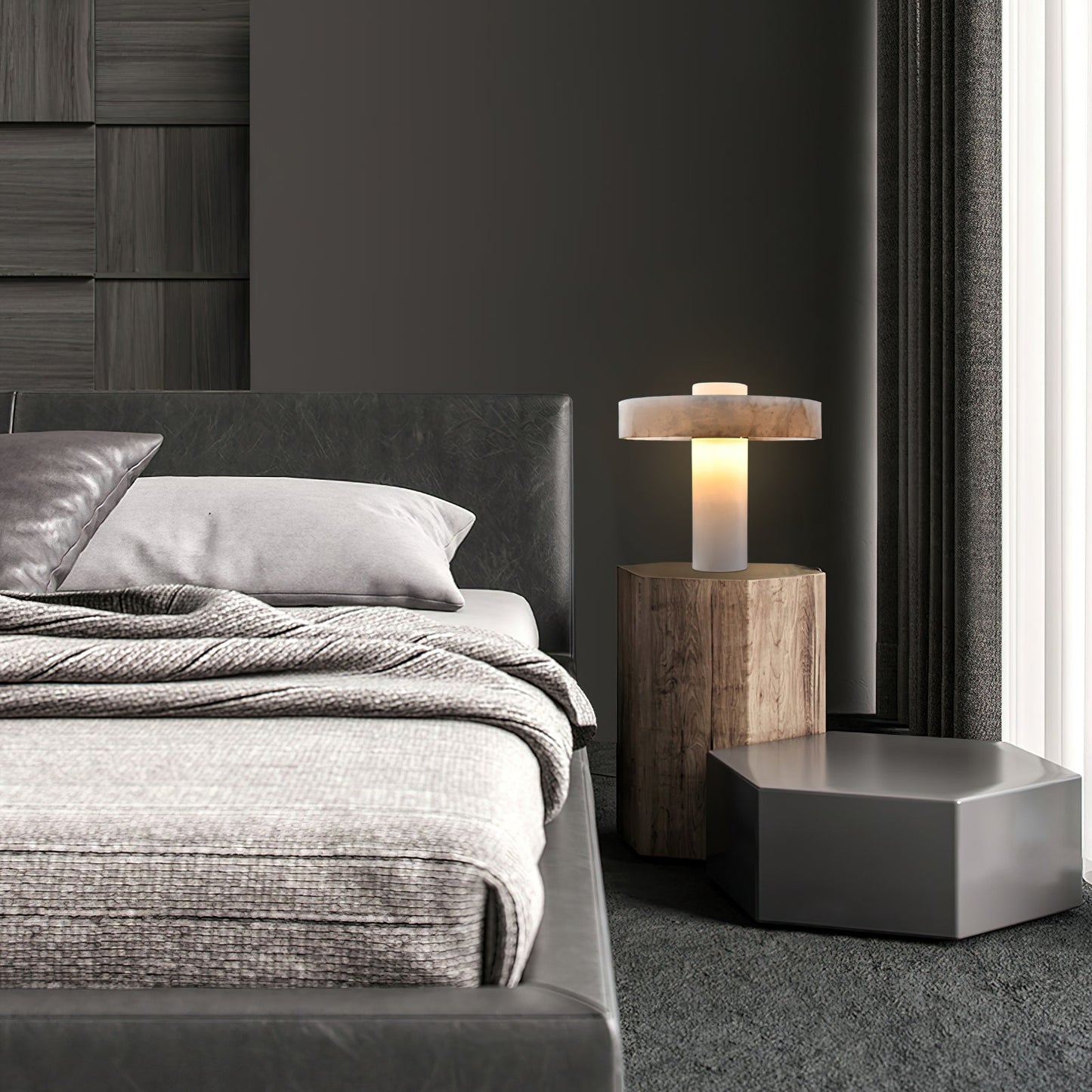 Tramonto Alabaster Table Lamp - Spanish Natural Stone Accent Lamp | Modern Rustic E26/E27 Desk Light