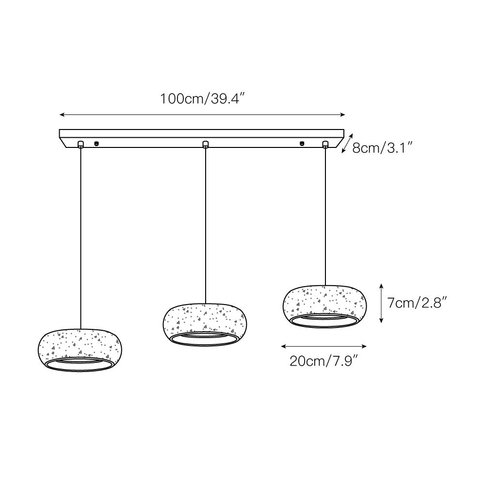 Travertine Drum Pendant Lamp - Natural Stone Disk Light | TRIAC Dimmable Integrated LED Island Pendant