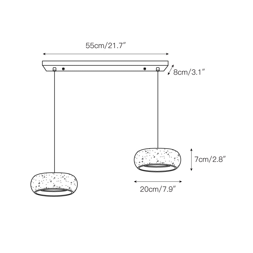 Travertine Drum Pendant Lamp - Natural Stone Disk Light | TRIAC Dimmable Integrated LED Island Pendant