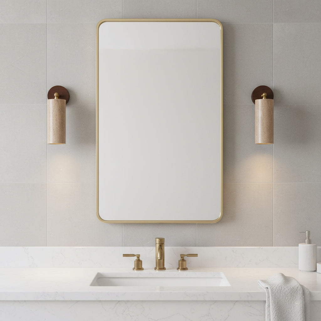 Travertine Mireille Wall Lamp - Pivoting Natural Stone Cylinder Spotlight | Adjustable E26/E27 Wall & Ceiling Light