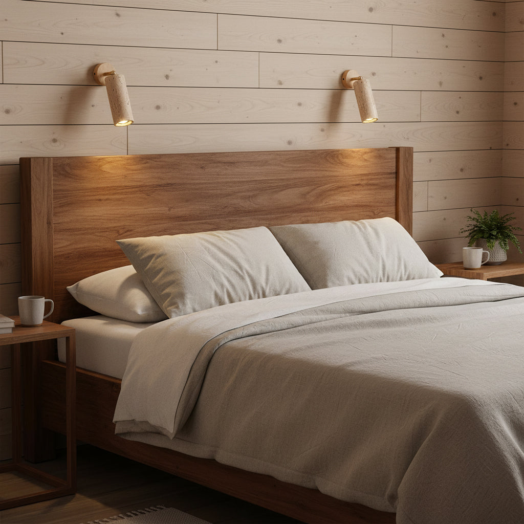 Travertine Mireille Wall Lamp - Pivoting Natural Stone Cylinder Spotlight | Adjustable E26/E27 Wall & Ceiling Light