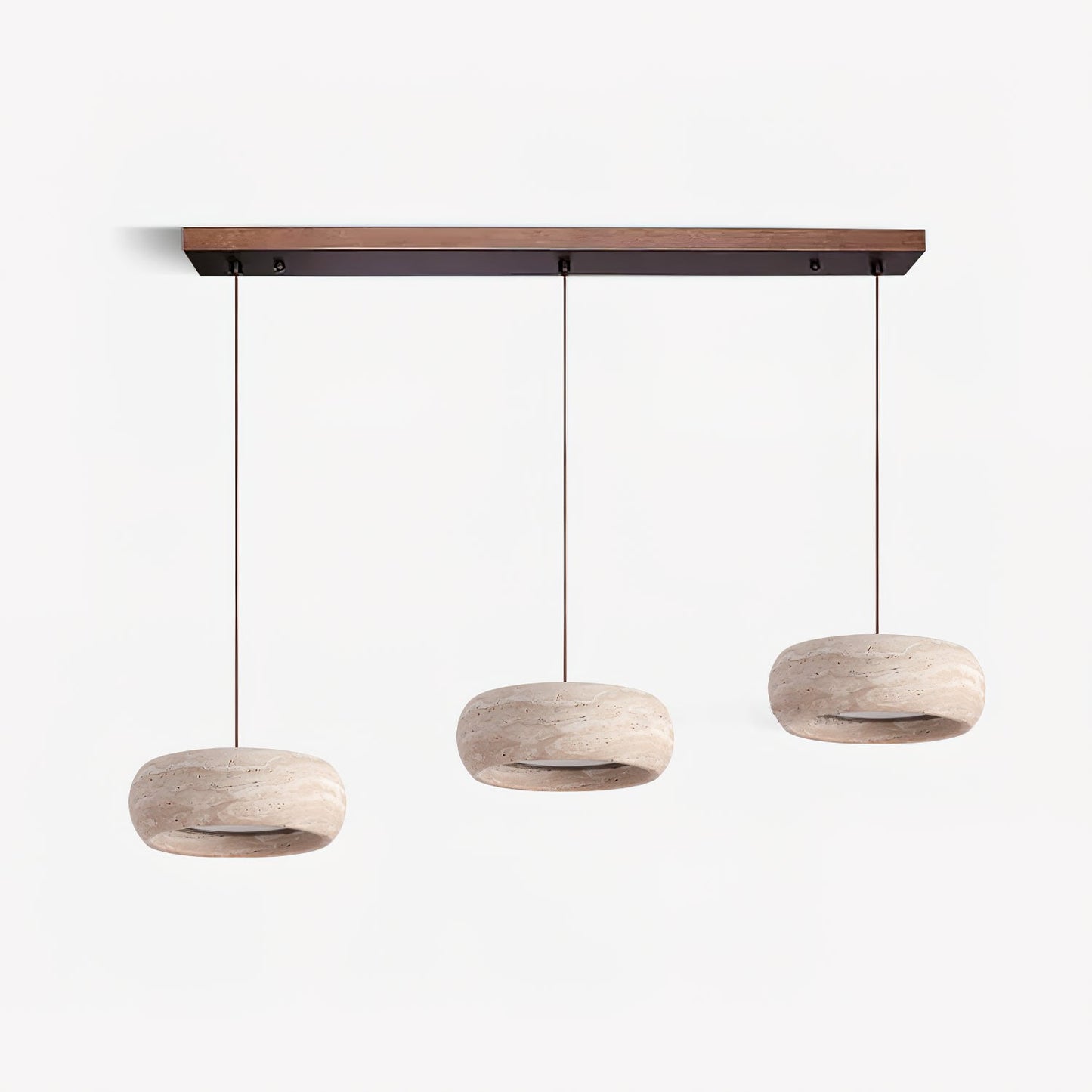 Travertine Drum Pendant Lamp - Natural Stone Disk Light | TRIAC Dimmable Integrated LED Island Pendant