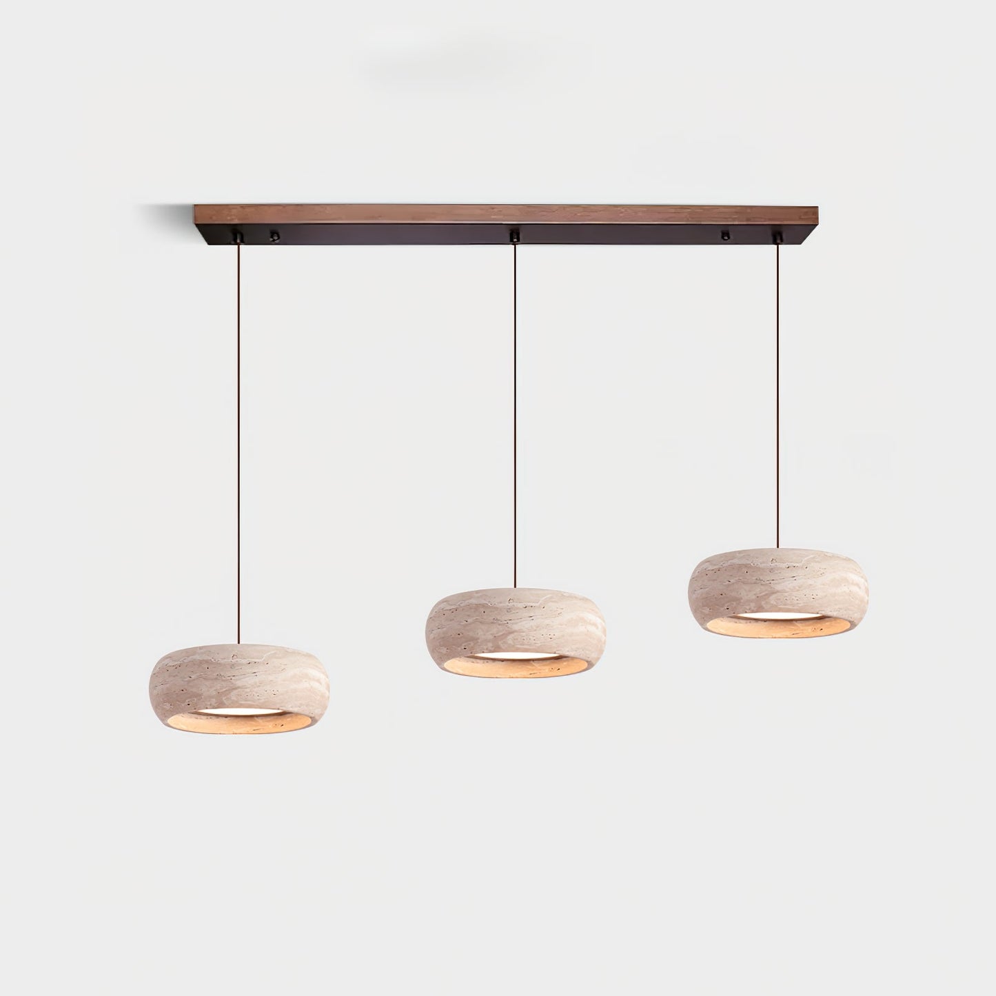 Travertine Drum Pendant Lamp - Natural Stone Disk Light | TRIAC Dimmable Integrated LED Island Pendant