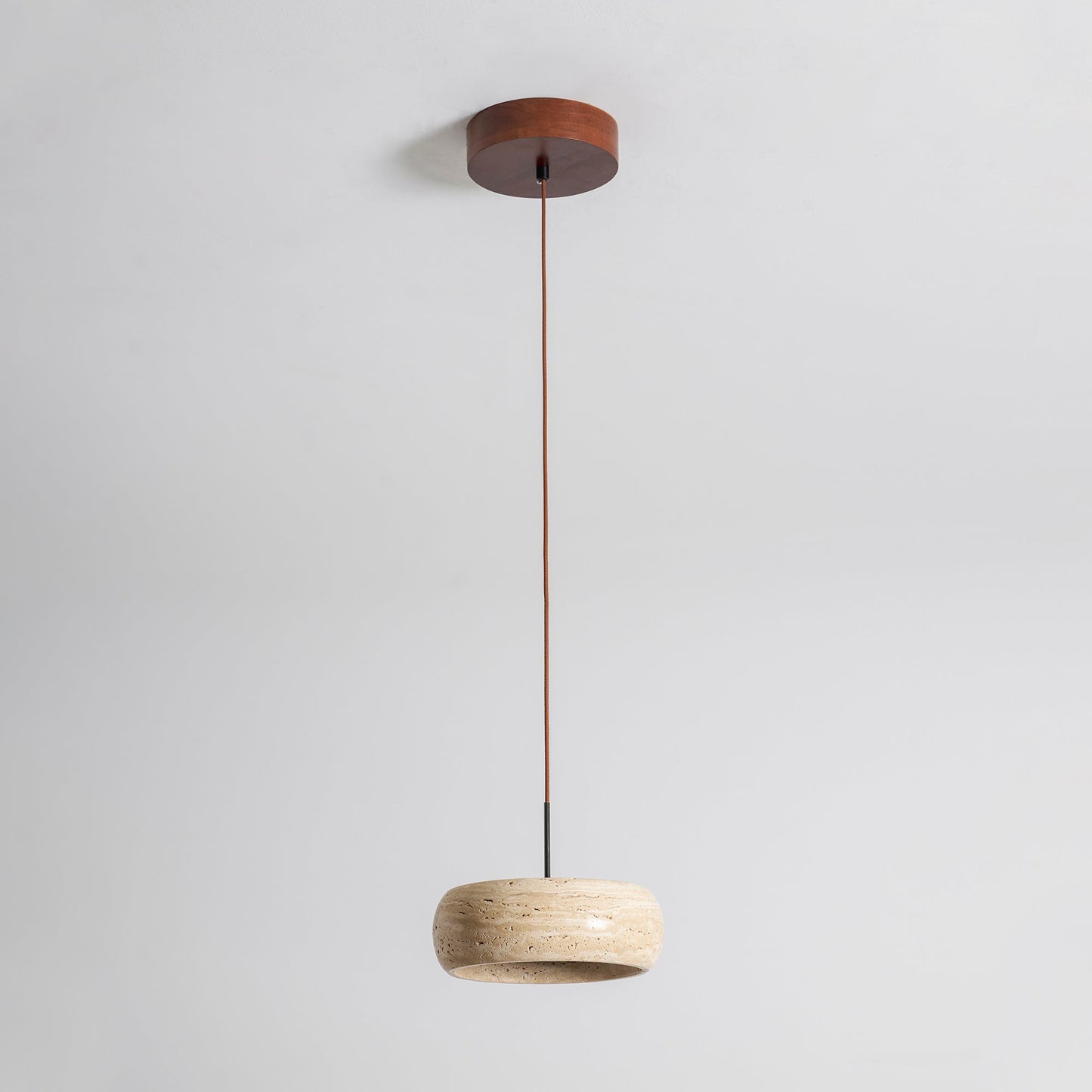 Travertine Drum Pendant Lamp - Natural Stone Disk Light | TRIAC Dimmable Integrated LED Island Pendant