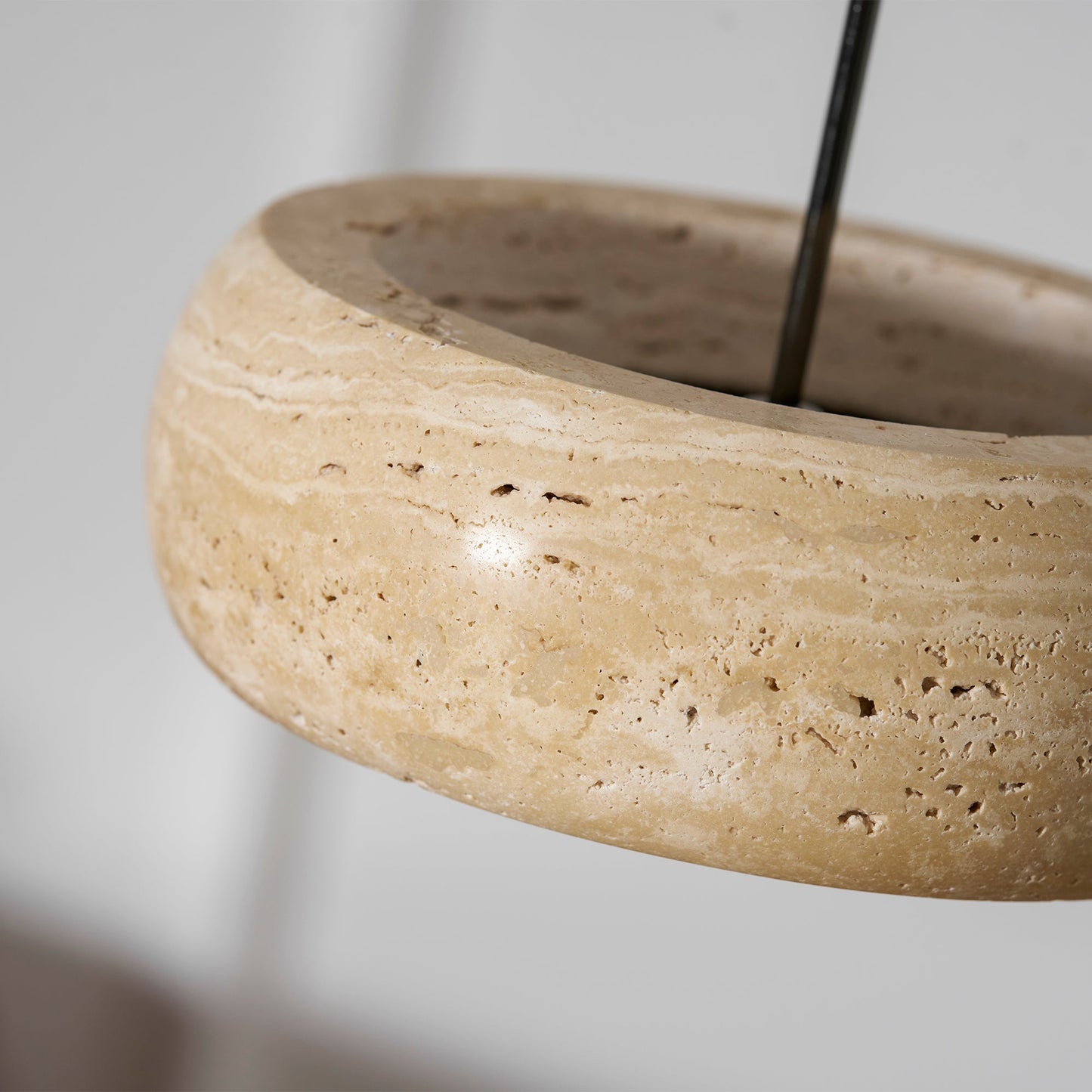 Travertine Drum Pendant Lamp - Natural Stone Disk Light | TRIAC Dimmable Integrated LED Island Pendant