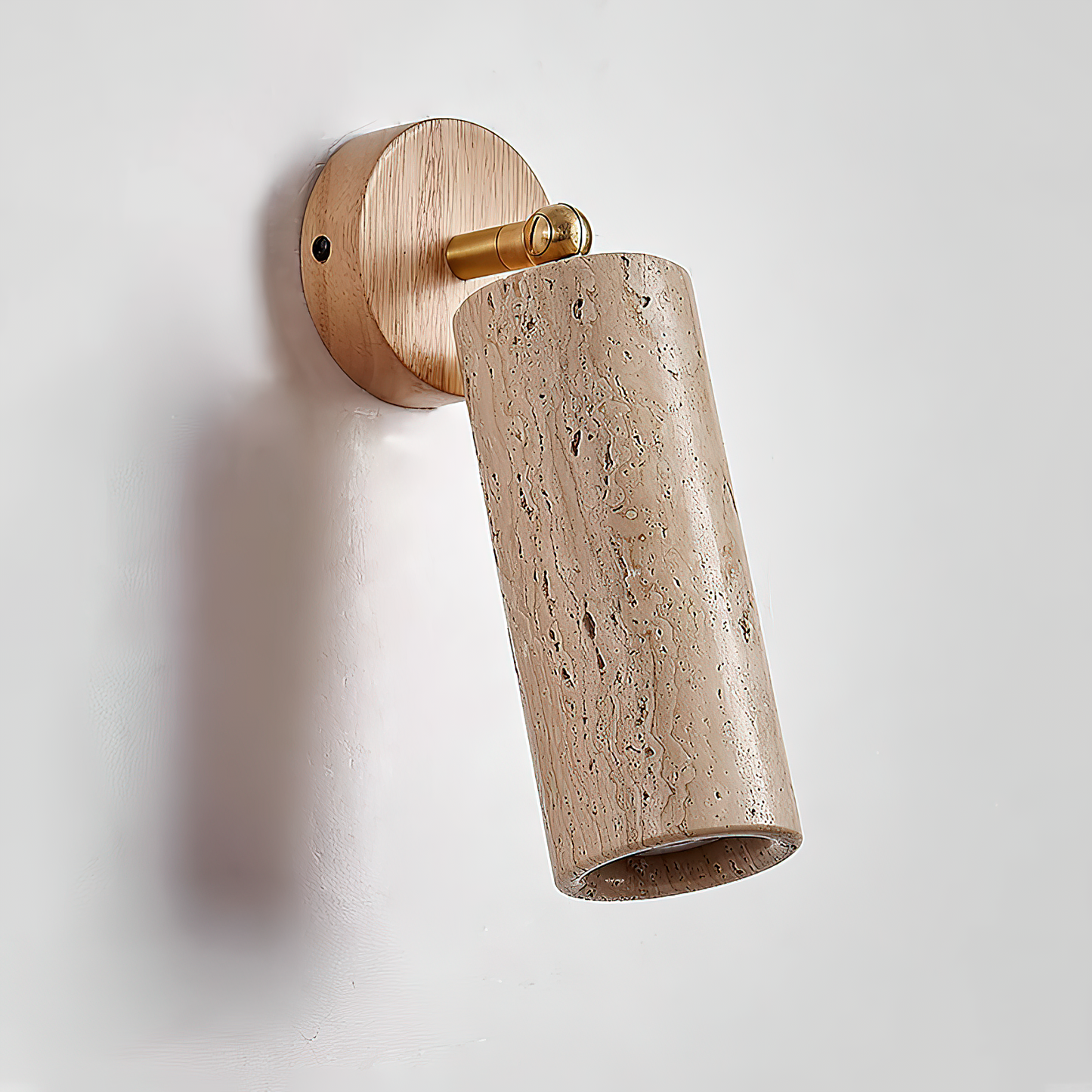 Travertine Mireille Wall Lamp - Pivoting Natural Stone Cylinder Spotlight | Adjustable E26/E27 Wall & Ceiling Light