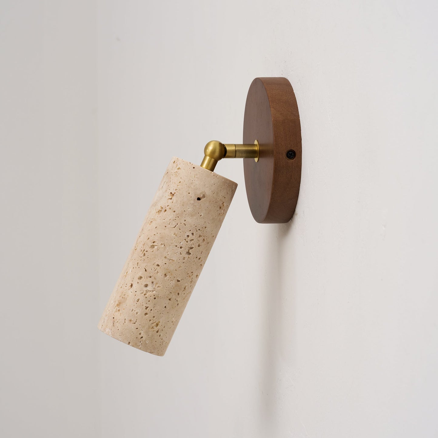 Travertine Mireille Wall Lamp - Pivoting Natural Stone Cylinder Spotlight | Adjustable E26/E27 Wall & Ceiling Light