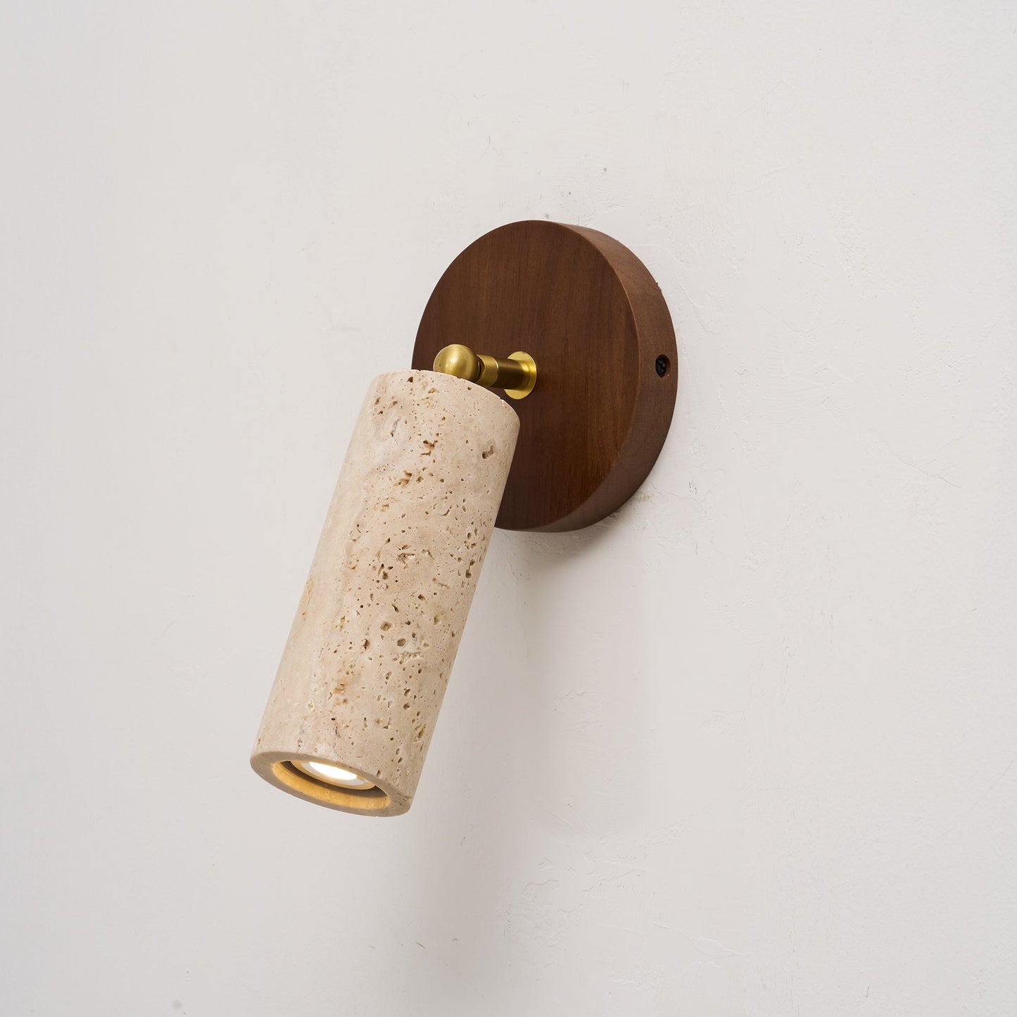 Travertine Mireille Wall Lamp - Pivoting Natural Stone Cylinder Spotlight | Adjustable E26/E27 Wall & Ceiling Light