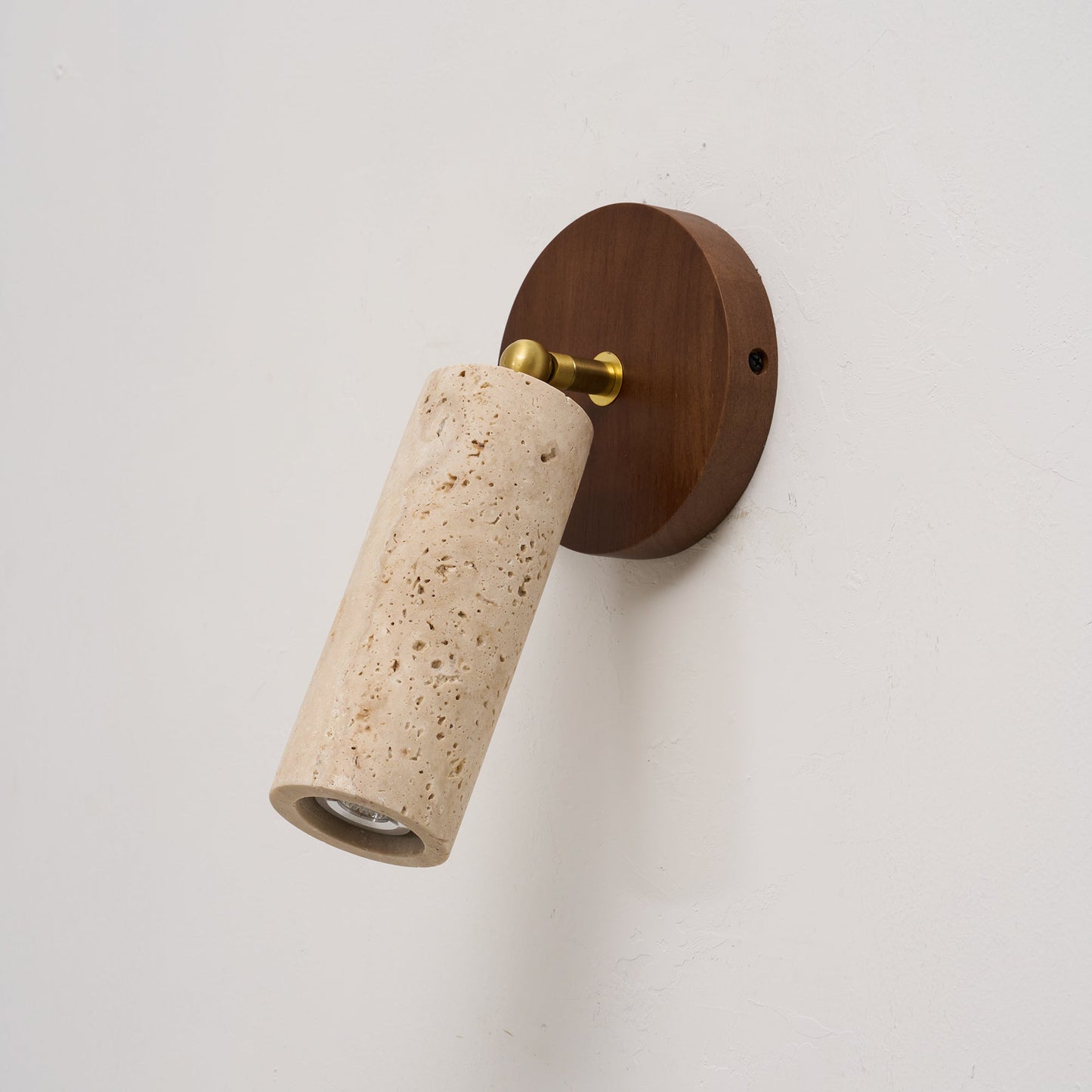 Travertine Mireille Wall Lamp - Pivoting Natural Stone Cylinder Spotlight | Adjustable E26/E27 Wall & Ceiling Light