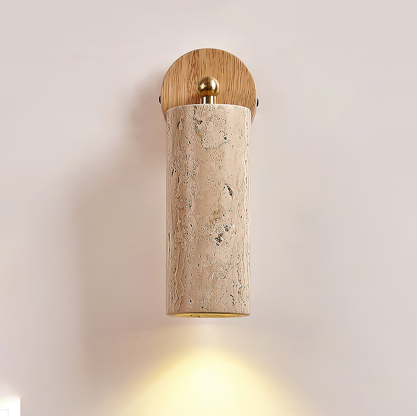 Travertine Mireille Wall Lamp - Pivoting Natural Stone Cylinder Spotlight | Adjustable E26/E27 Wall & Ceiling Light