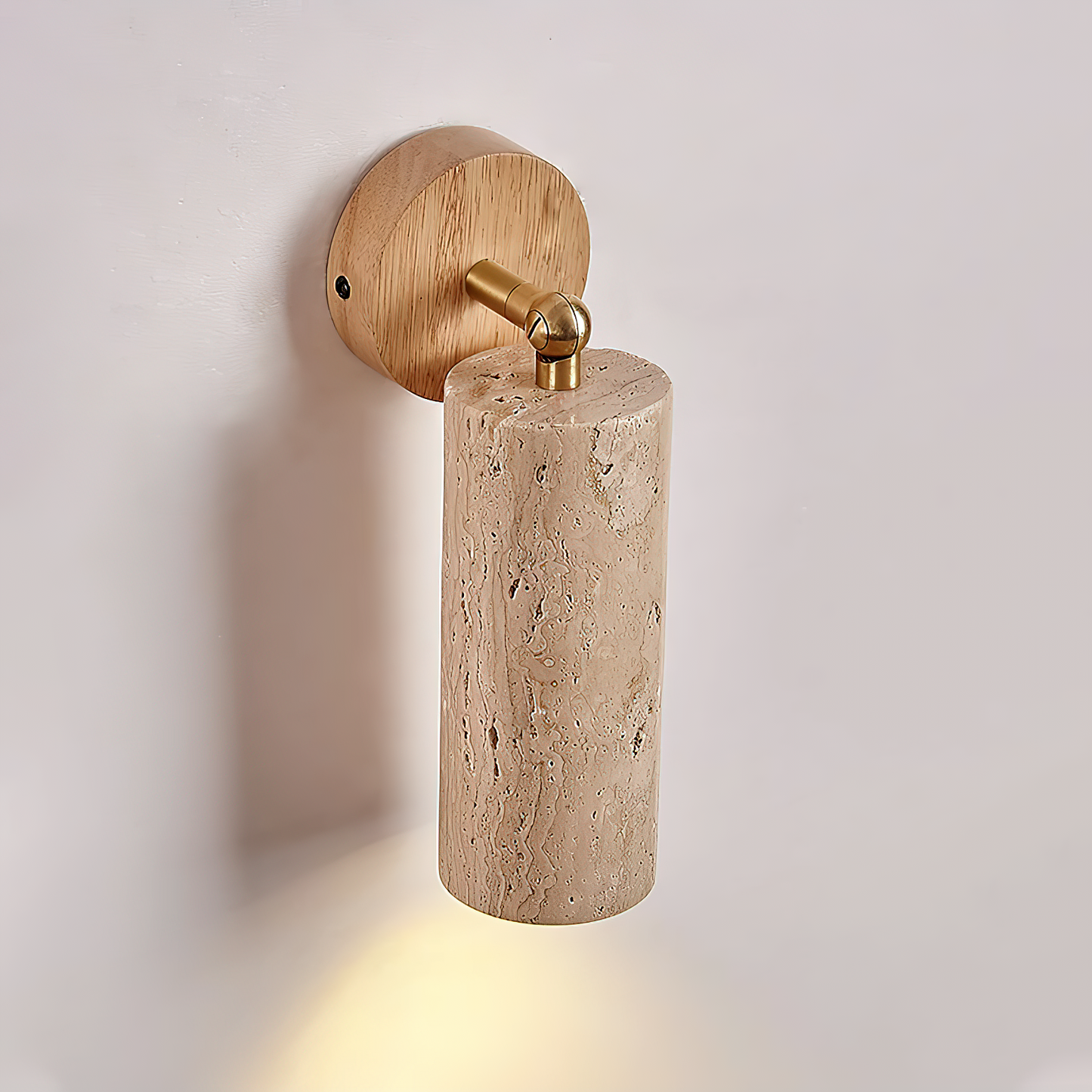 Travertine Mireille Wall Lamp - Pivoting Natural Stone Cylinder Spotlight | Adjustable E26/E27 Wall & Ceiling Light
