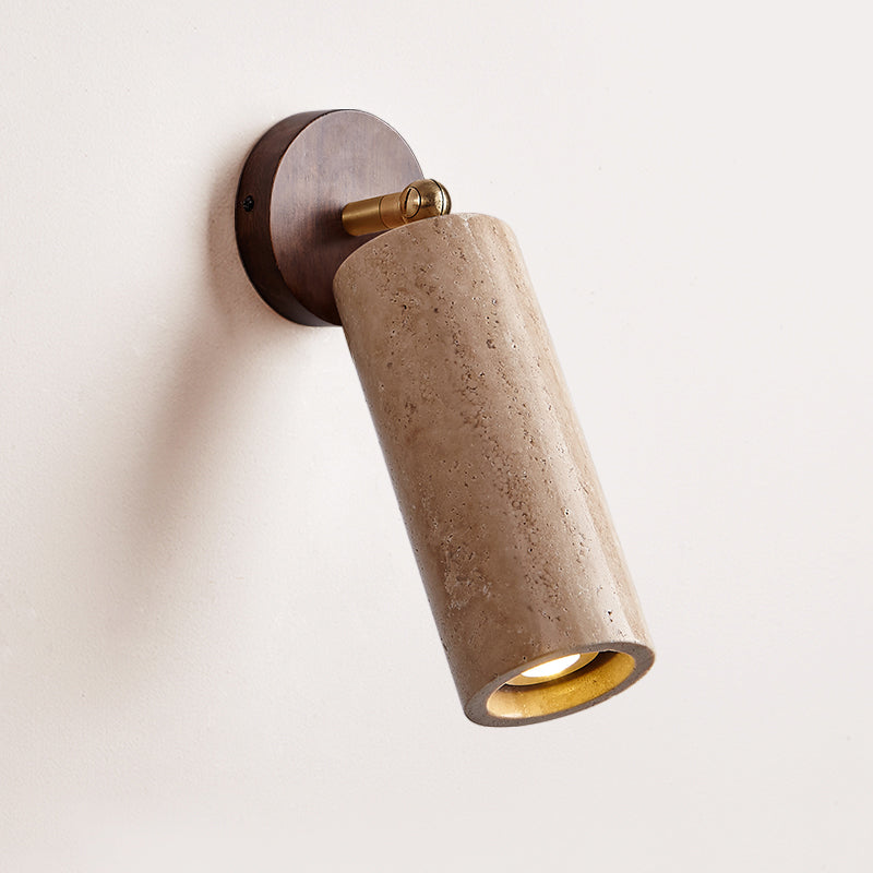 Travertine Mireille Wall Lamp - Pivoting Natural Stone Cylinder Spotlight | Adjustable E26/E27 Wall & Ceiling Light