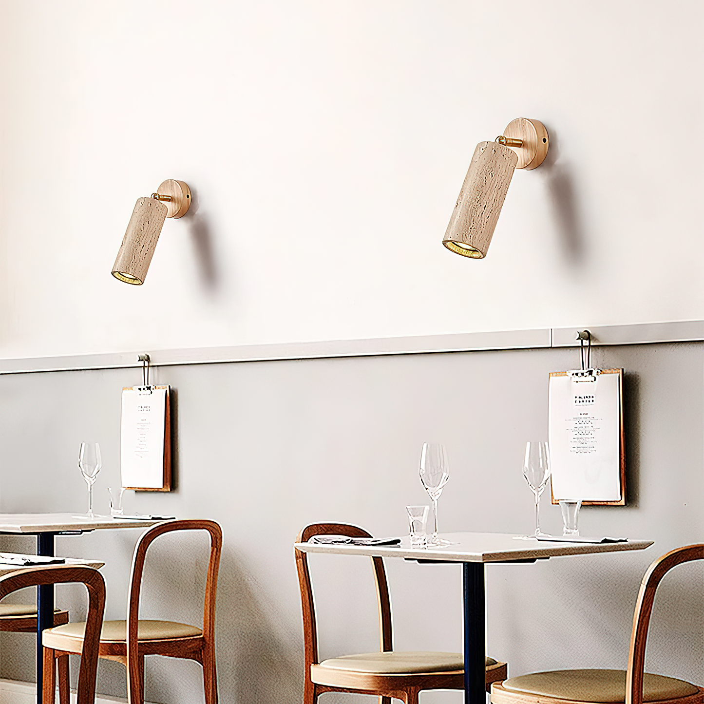 Travertine Mireille Wall Lamp - Pivoting Natural Stone Cylinder Spotlight | Adjustable E26/E27 Wall & Ceiling Light