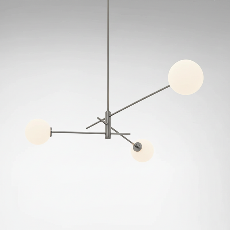 Trevi Chandelier - Solid Brass & Matte White Glass Globe Pendant Light | Modern Architectural Branching Chandelier