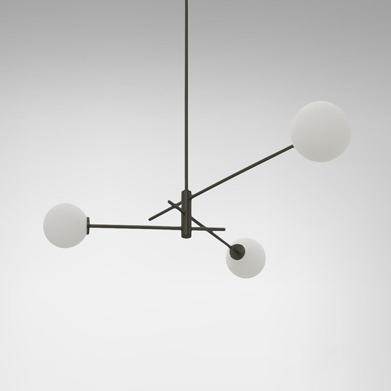 Trevi Chandelier - Solid Brass & Matte White Glass Globe Pendant Light | Modern Architectural Branching Chandelier