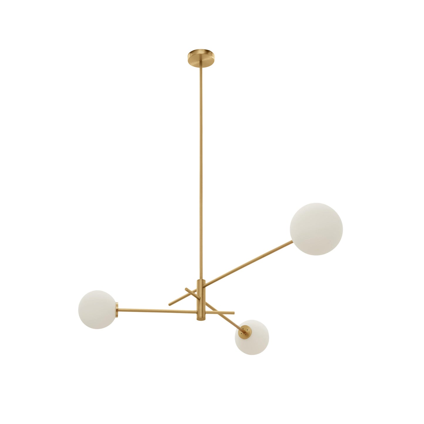 Trevi Chandelier - Solid Brass & Matte White Glass Globe Pendant Light | Modern Architectural Branching Chandelier
