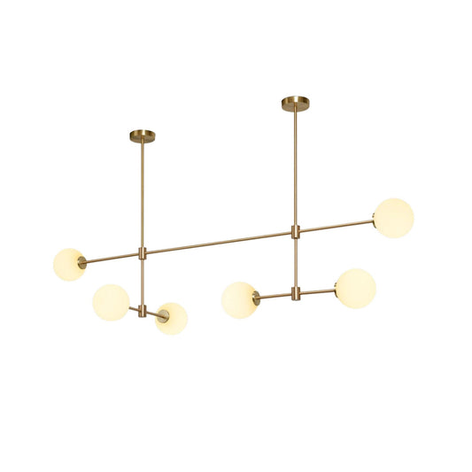 Trevi Multi Chandelier - Multi-Tiered Brass & Glass Globe Pendant Light | Modern Linear Grid Chandelier